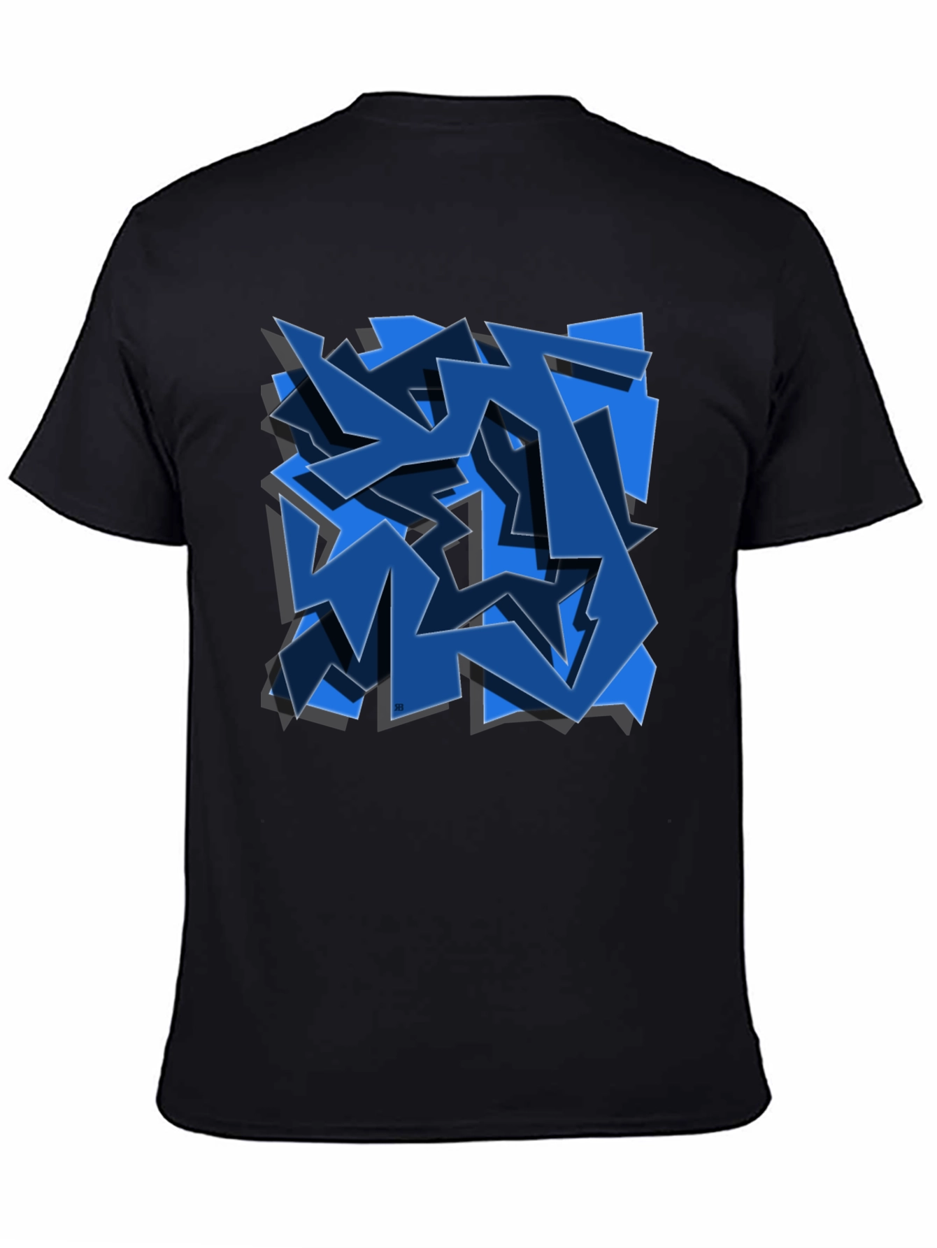 Abstract Blue Graffiti Art Black T-Shirt