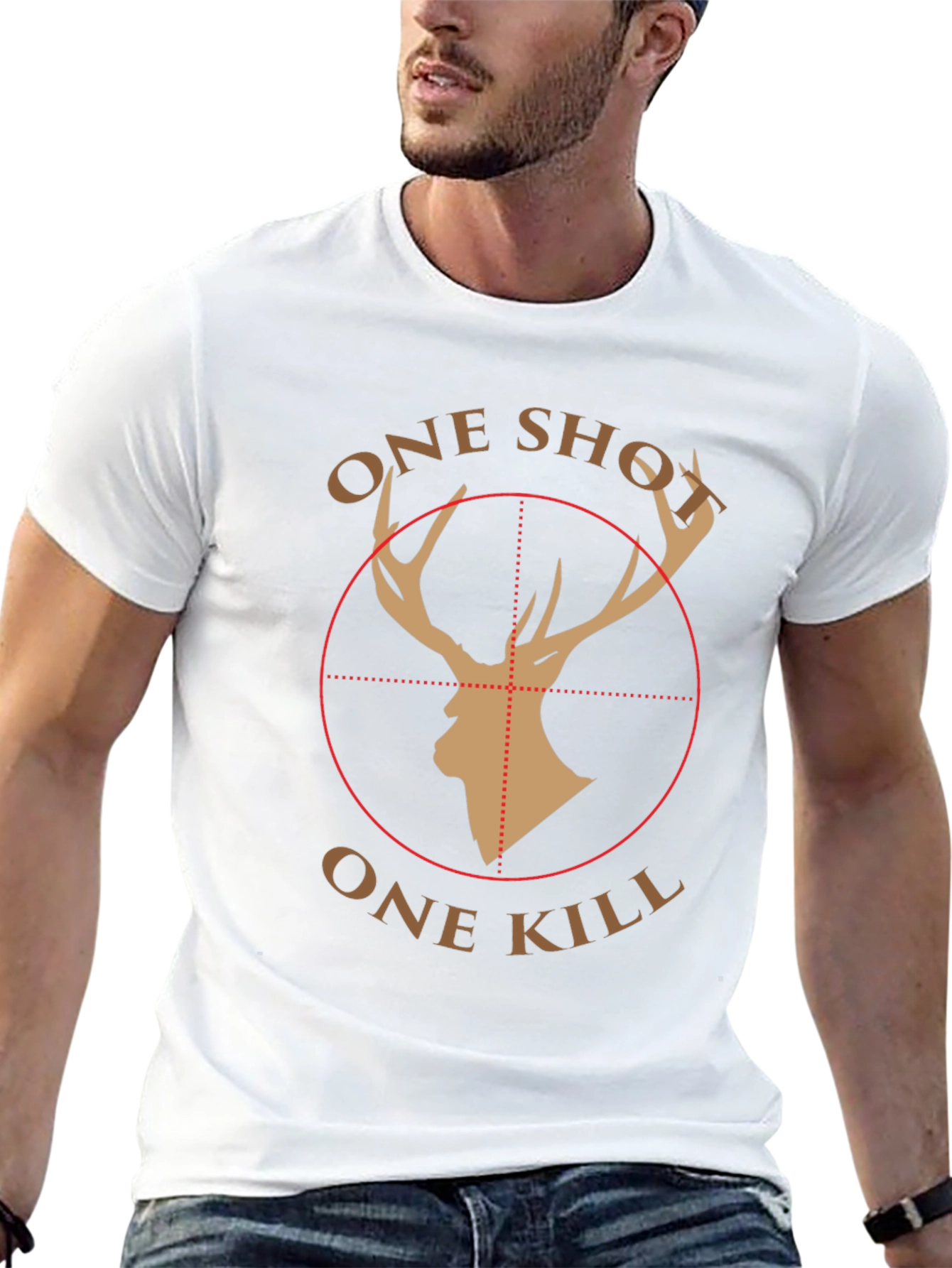 One Shot One Kill Deer Hunter Graphic T-Shirt