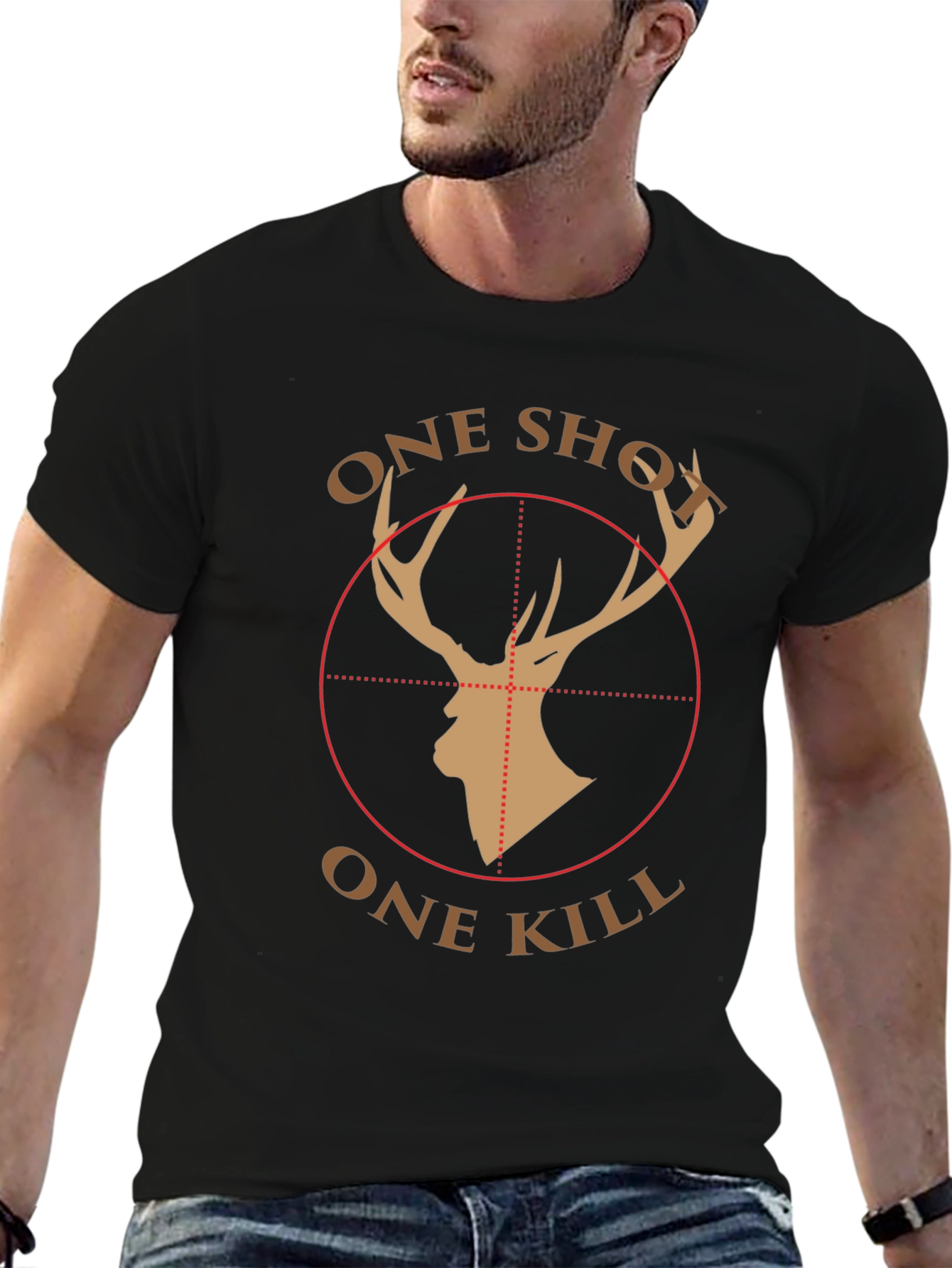 One Shot One Kill Deer Hunter Graphic T-Shirt