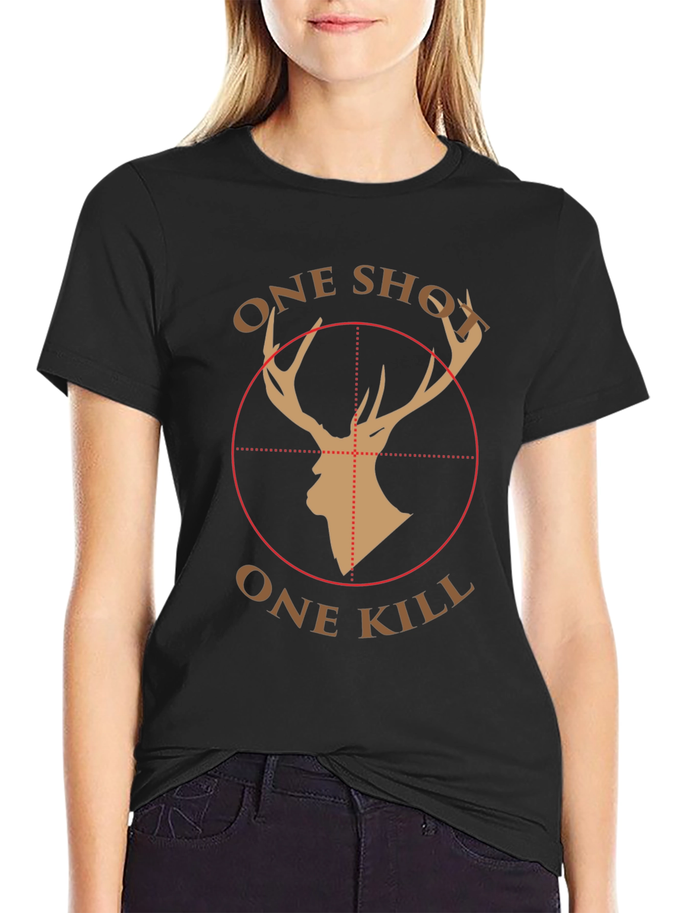 One Shot One Kill Deer Hunter Graphic T-Shirt