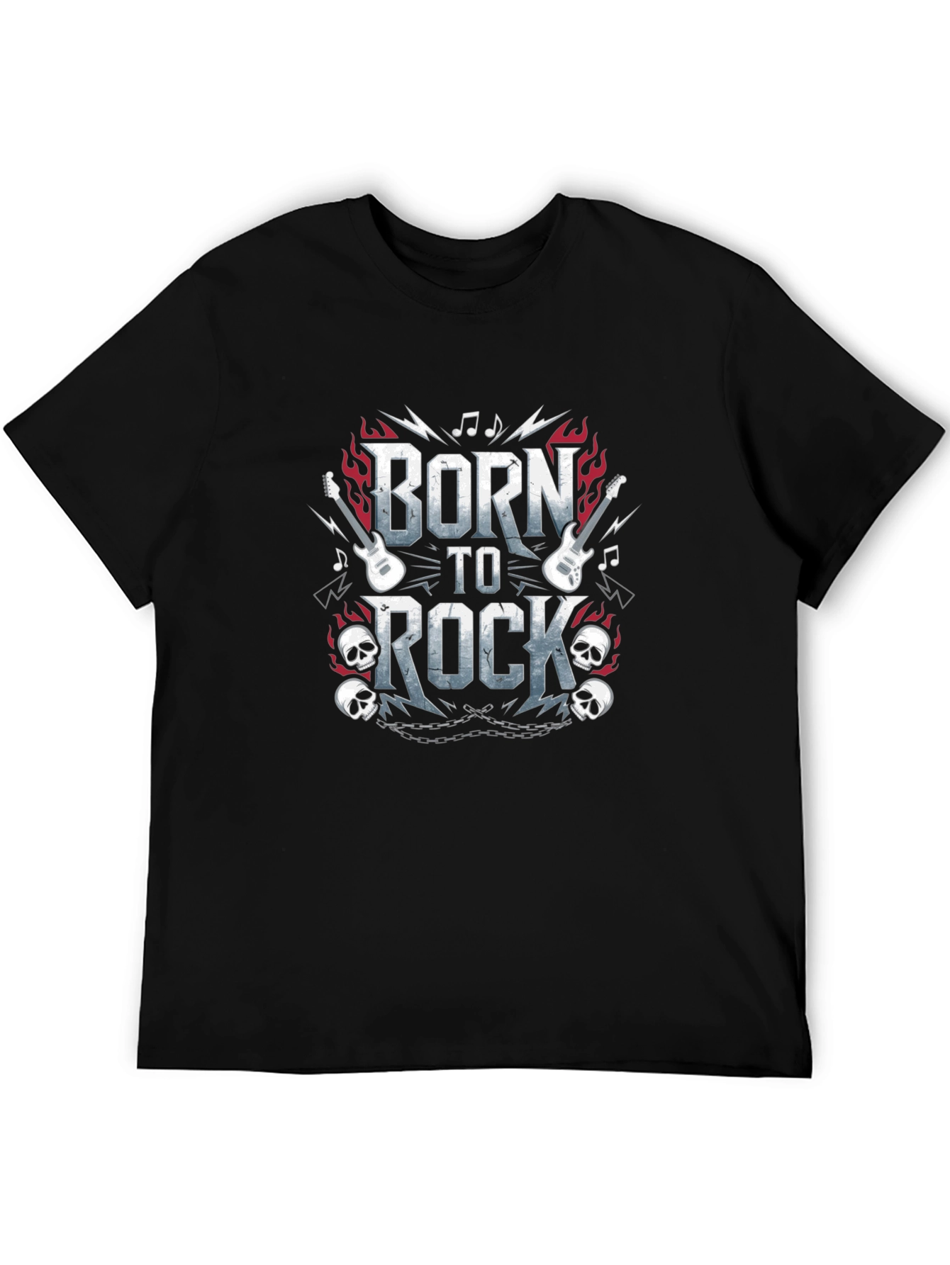Born to Rock Graphic Print Black T-Shirt