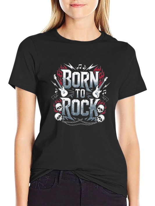 Born to Rock Graphic Print Black T-Shirt