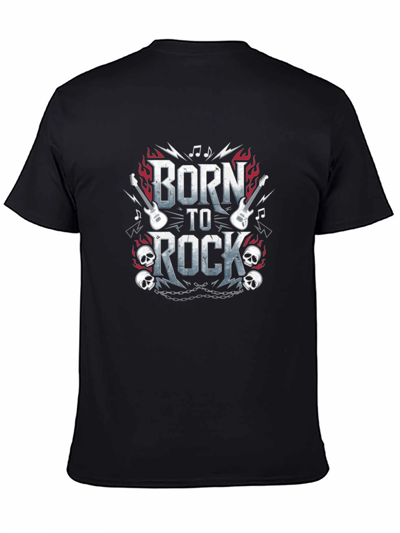 Born to Rock Graphic Print Black T-Shirt