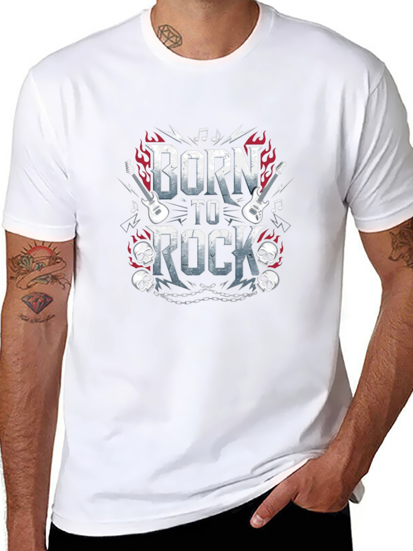 Born to Rock Graphic Print Black T-Shirt