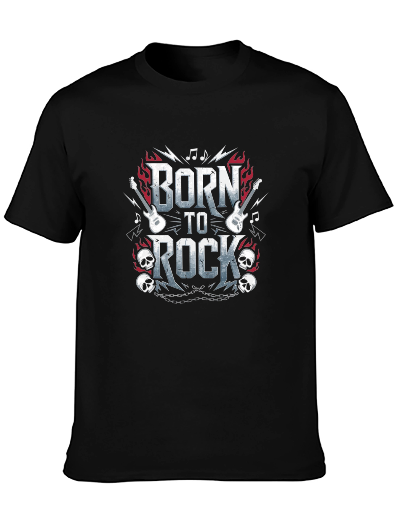 Born to Rock Graphic Print Black T-Shirt