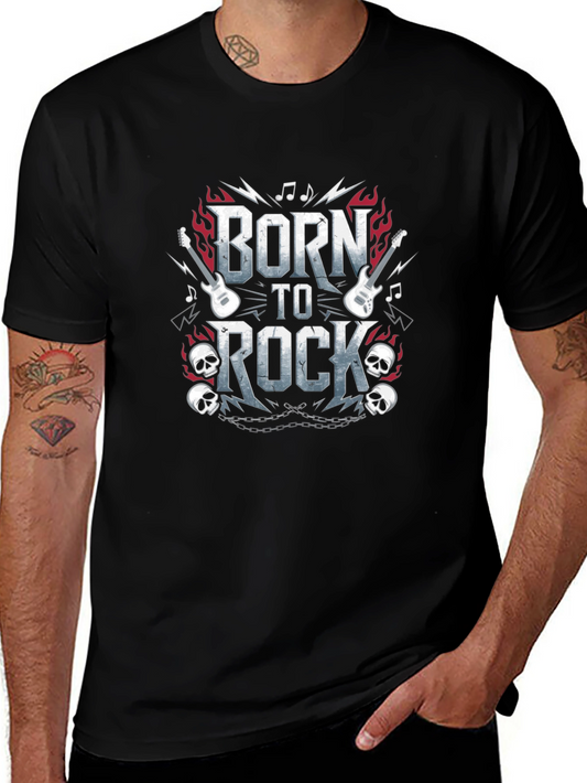 Born to Rock Graphic Print Black T-Shirt