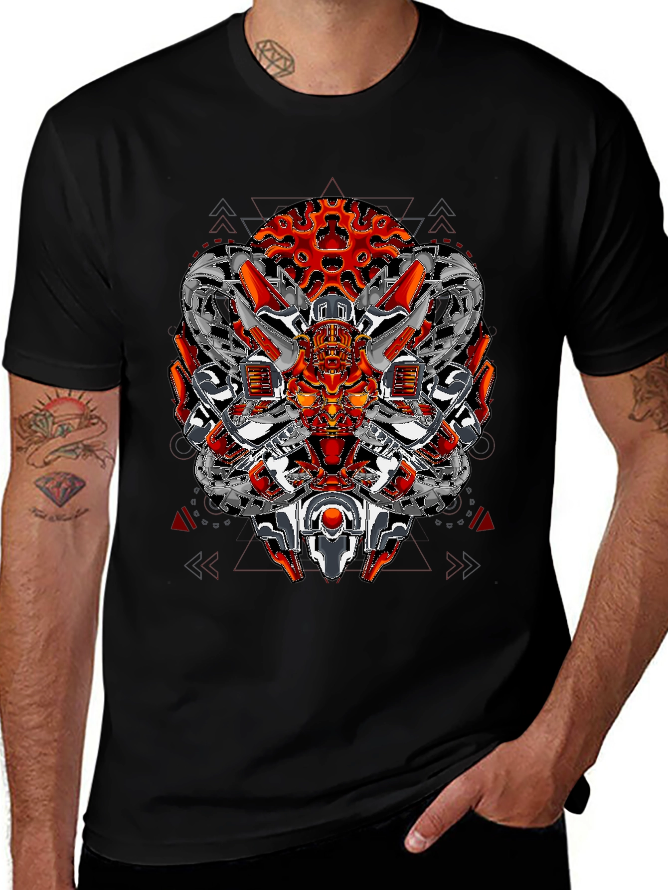 Cyberpunk Mech Graphic Tee - Futuristic Robot Design