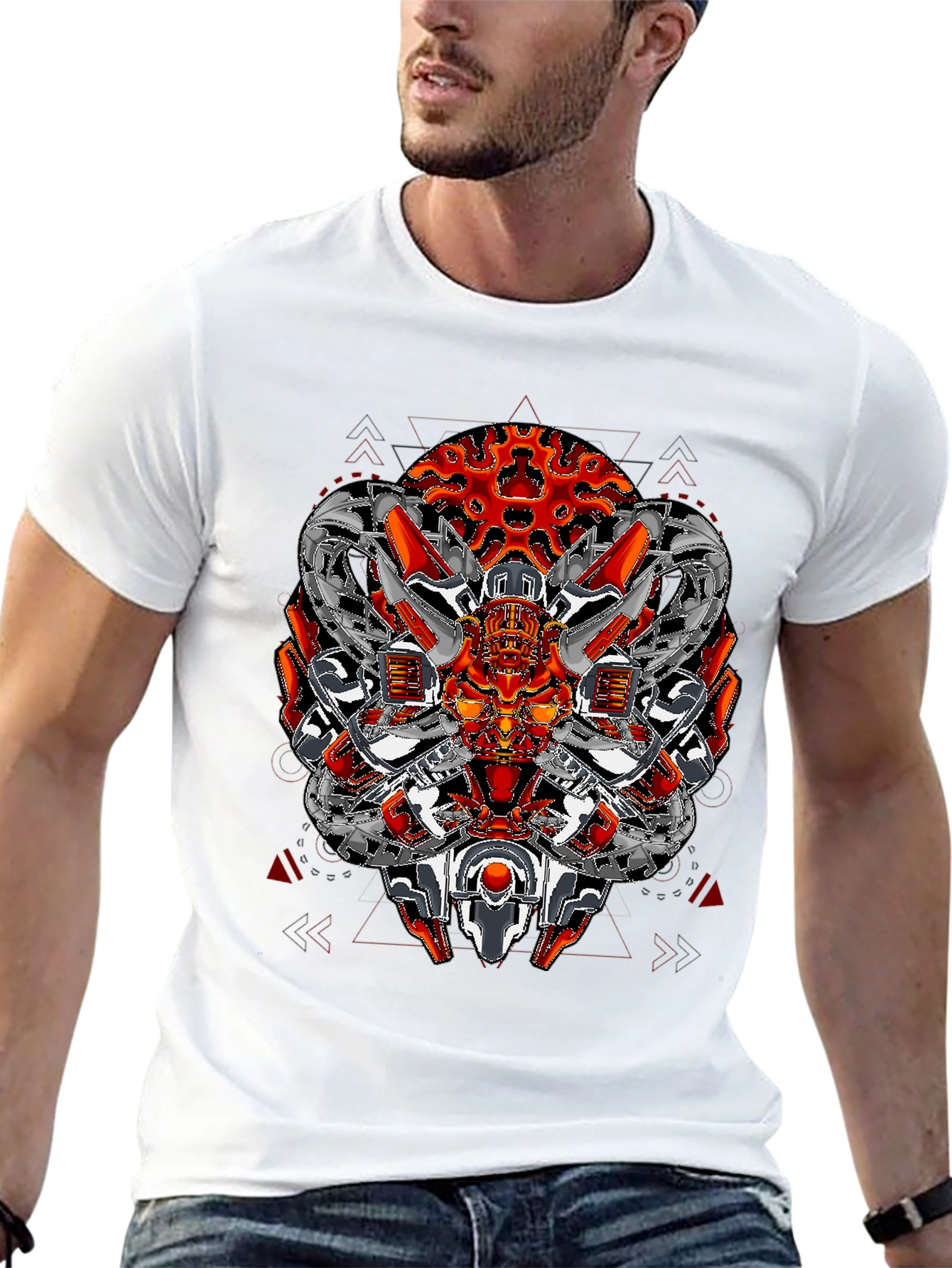 Cyberpunk Mech Graphic Tee - Futuristic Robot Design