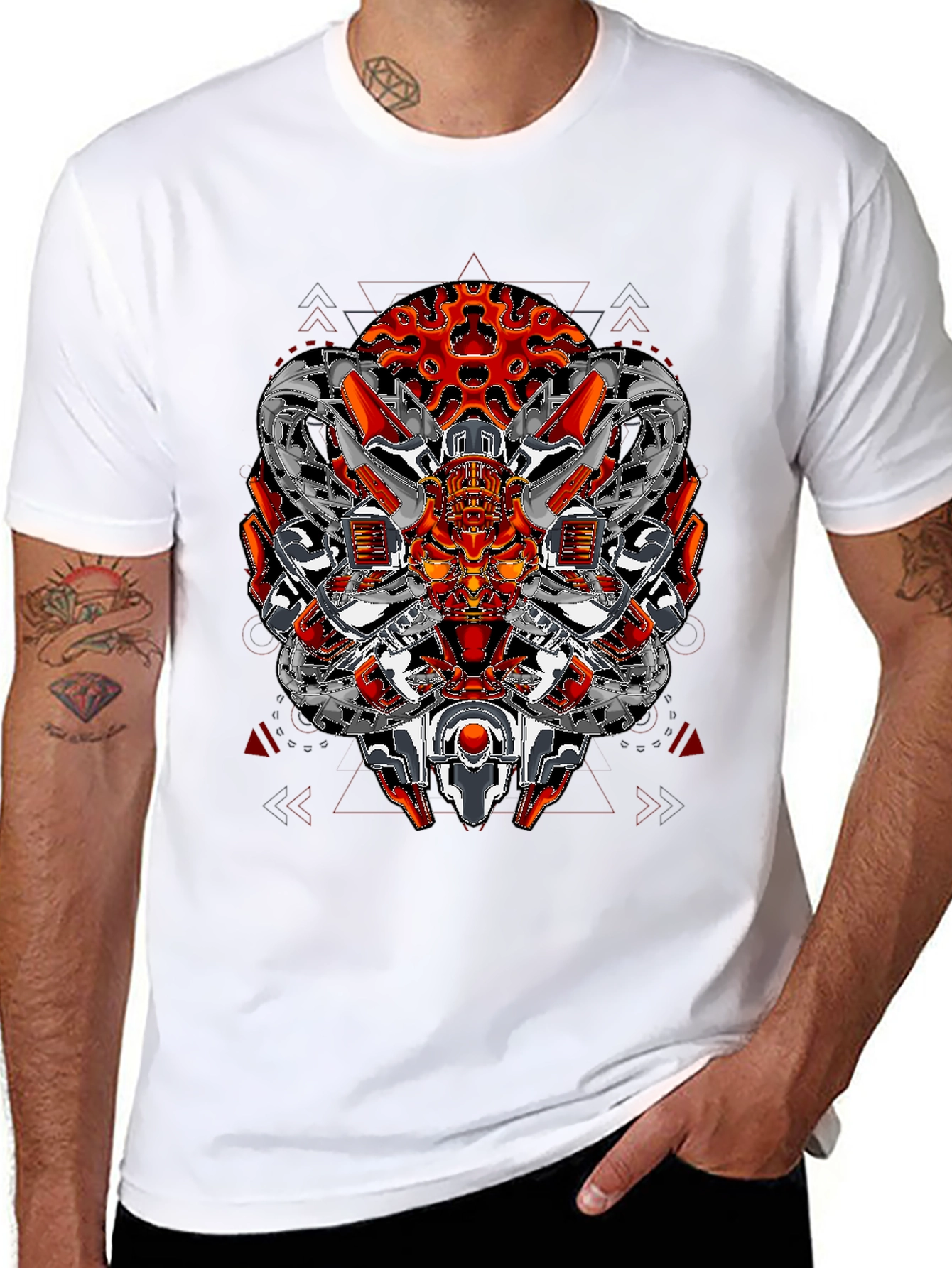 Cyberpunk Mech Graphic Tee - Futuristic Robot Design