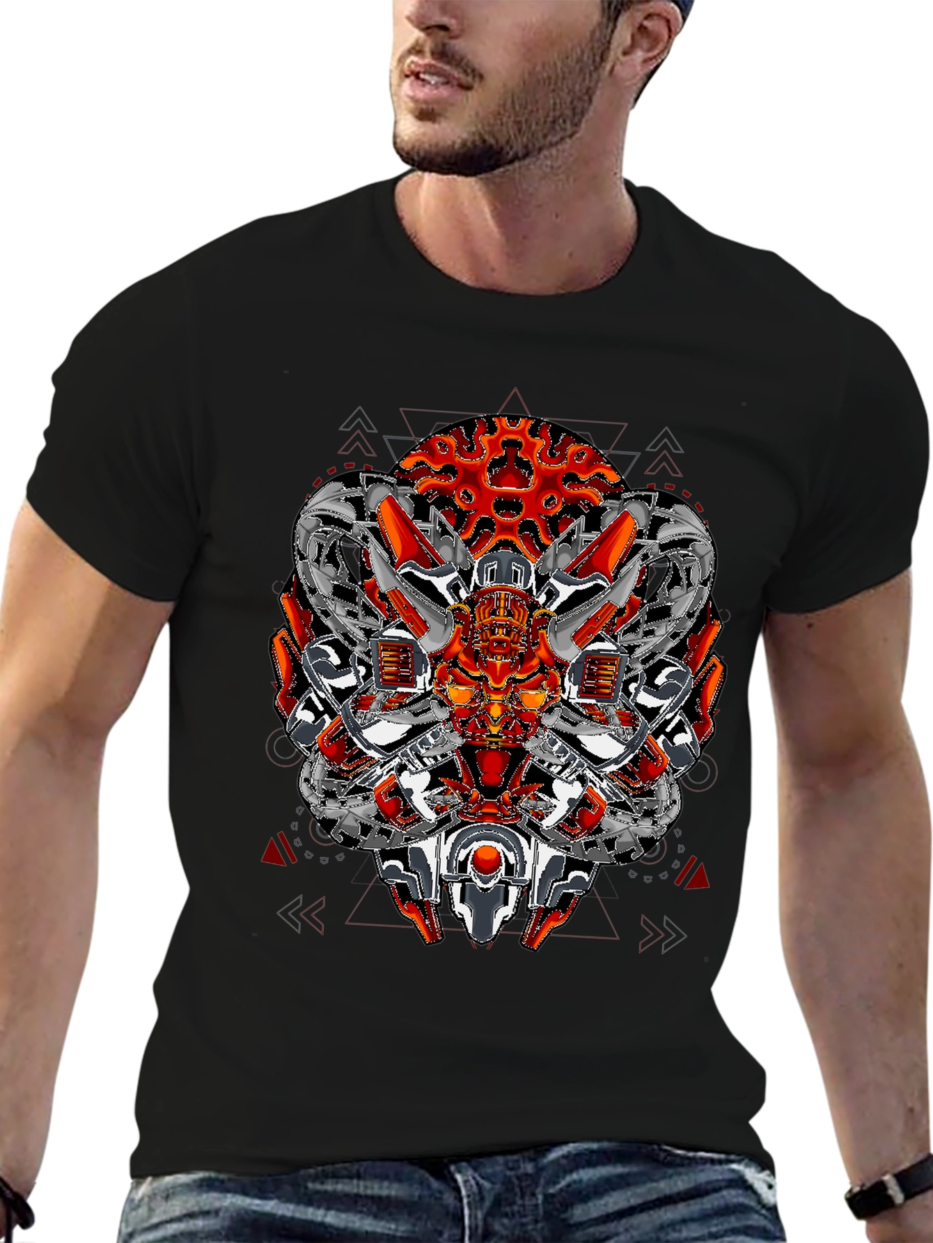 Cyberpunk Mech Graphic Tee - Futuristic Robot Design