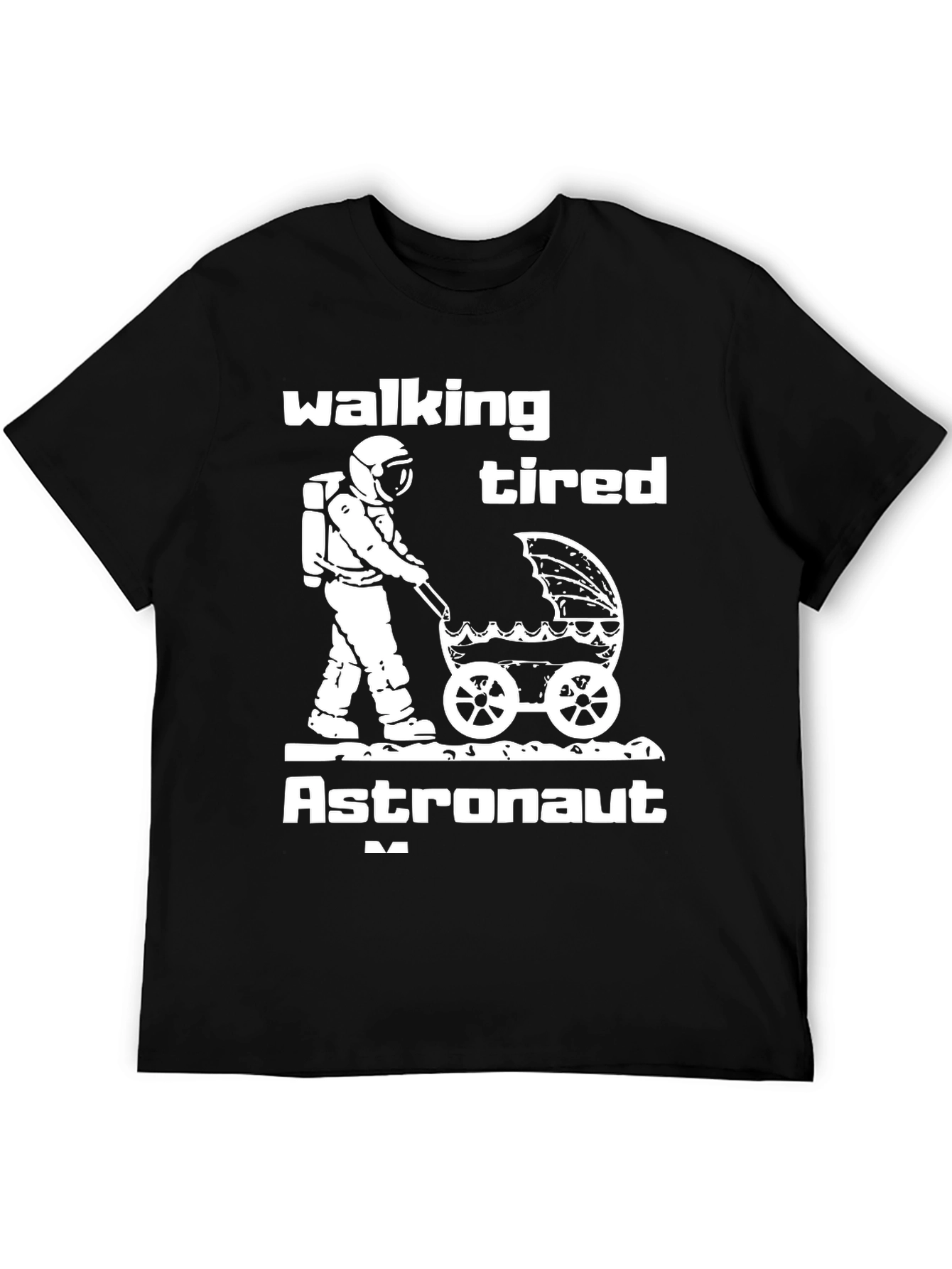 Walking Tired Astronaut Graphic T-Shirt - Novelty Space Tee