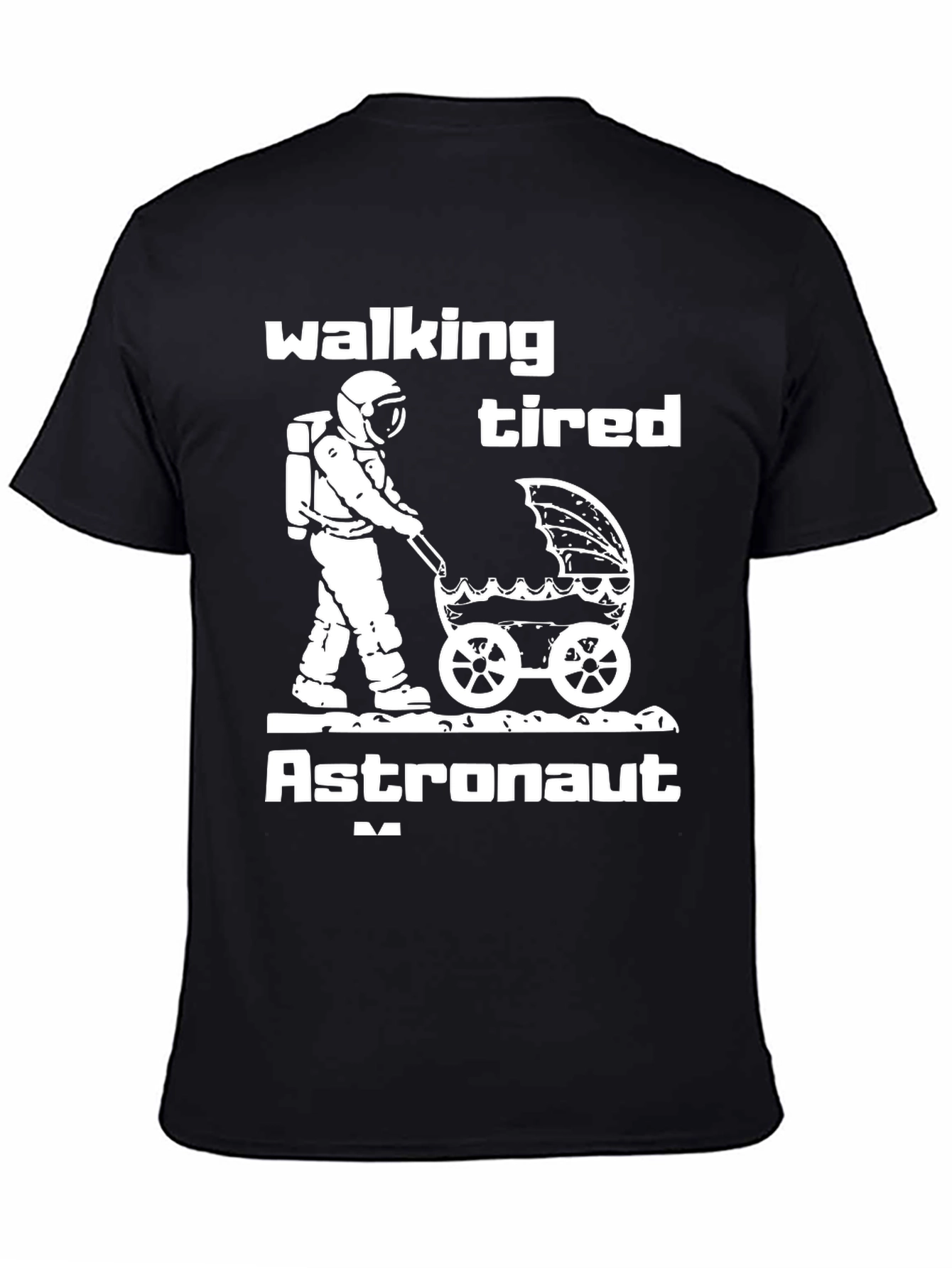 Walking Tired Astronaut Graphic T-Shirt - Novelty Space Tee