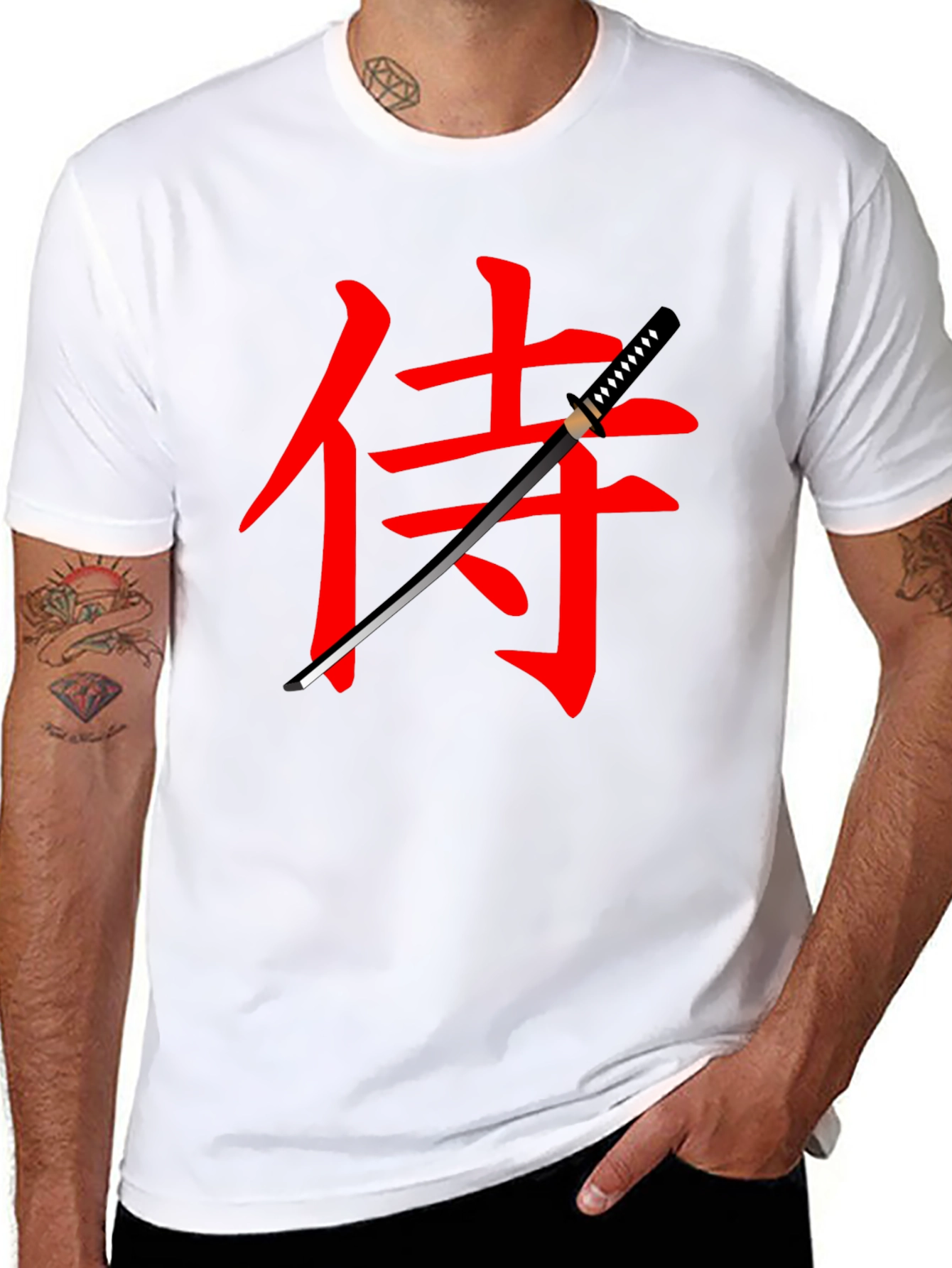 Samurai Katana Graphic Tee - Black