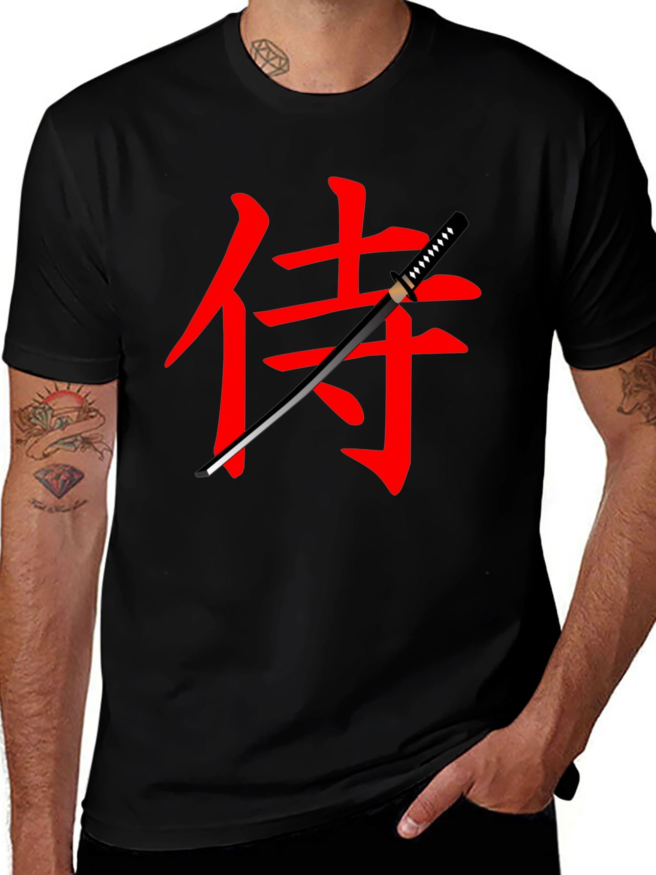 Samurai Katana Graphic Tee - Black