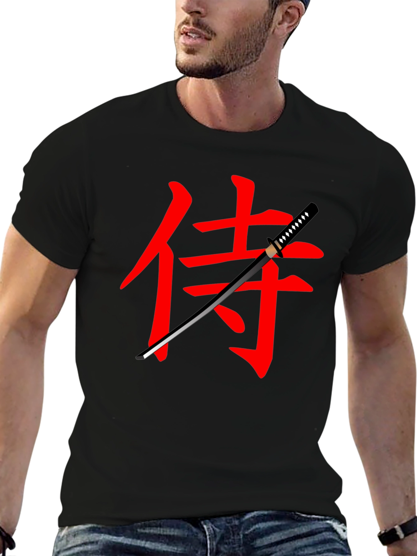 Samurai Katana Graphic Tee - Black