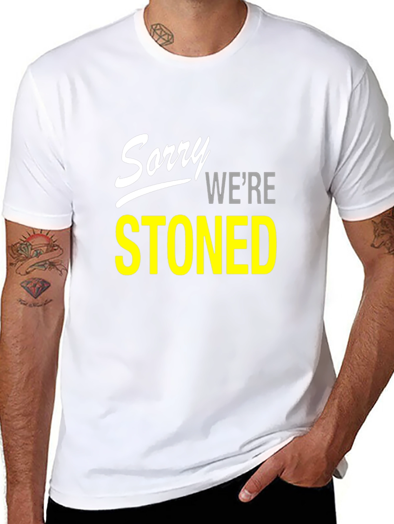 Sorry Were Stoned Graphic Tee - Black T-Shirt