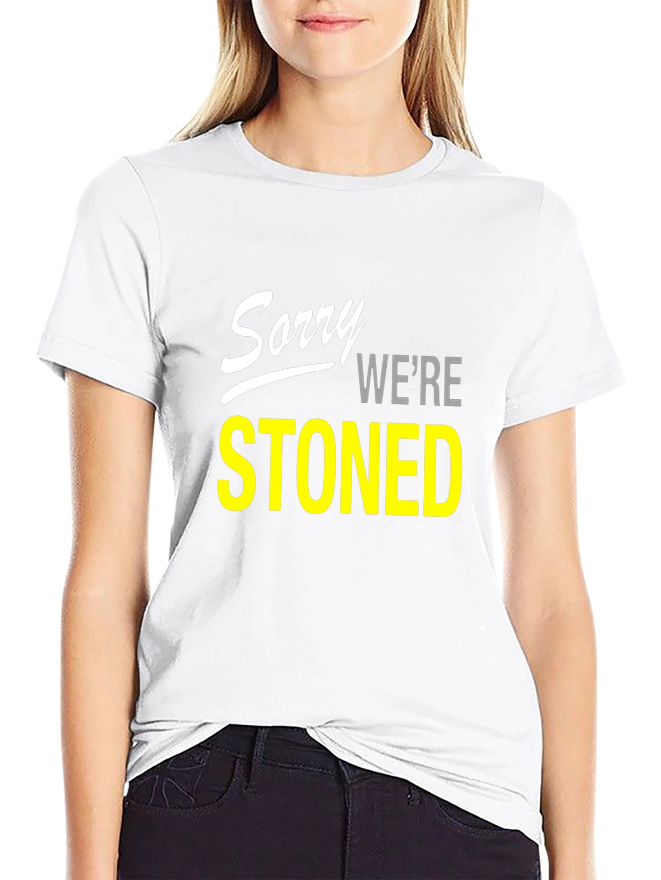 Sorry Were Stoned Graphic Tee - Black T-Shirt