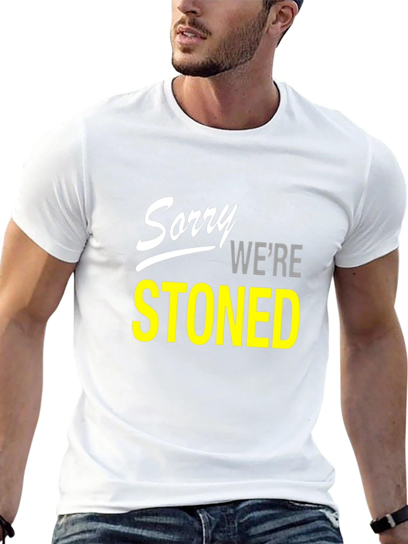 Sorry Were Stoned Graphic Tee - Black T-Shirt