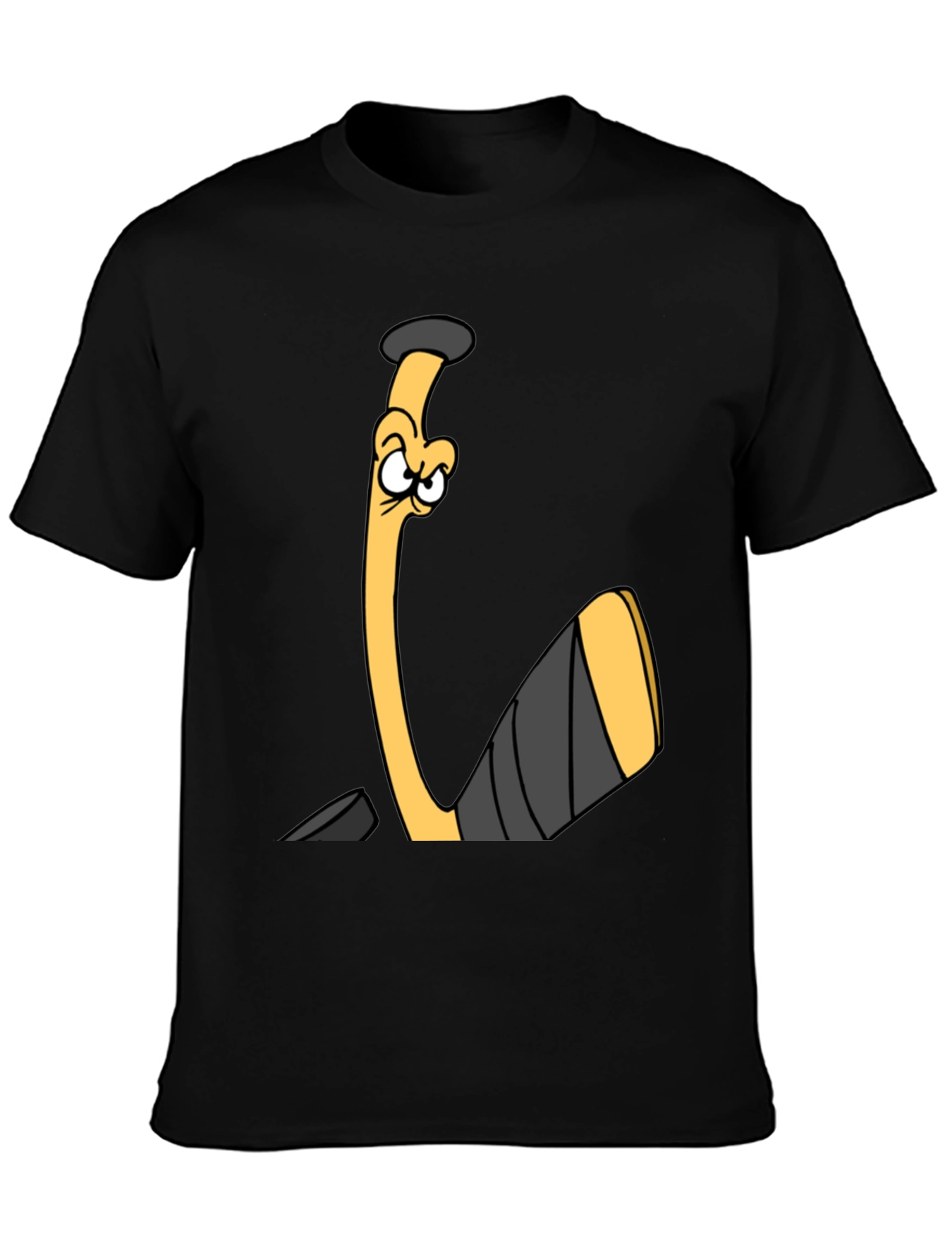 Funny Hockey Stick Cartoon Black T-Shirt