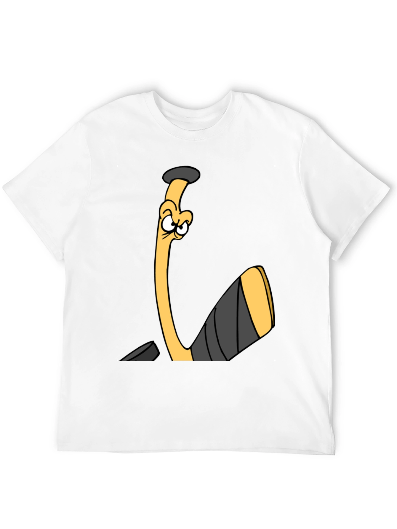 Funny Hockey Stick Cartoon Black T-Shirt