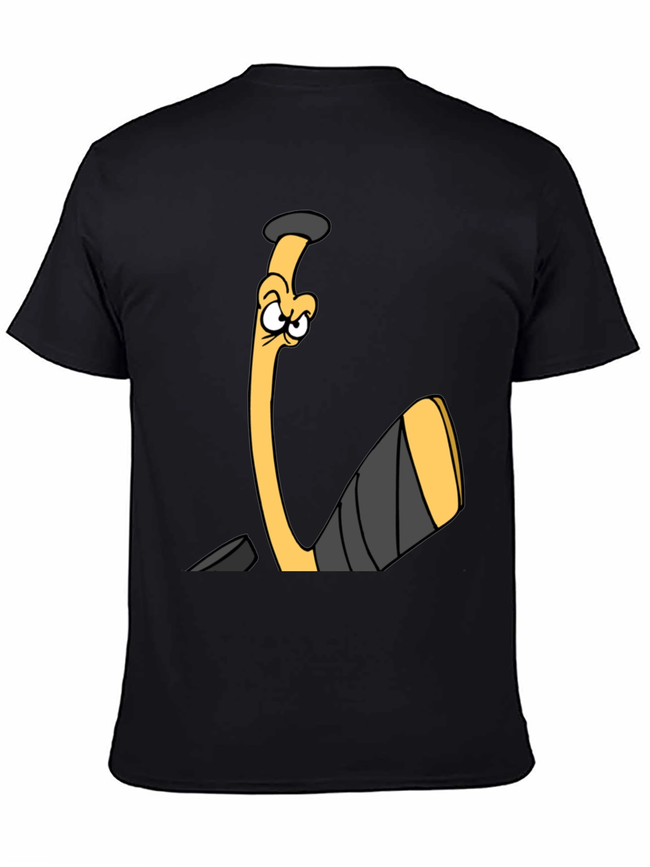 Funny Hockey Stick Cartoon Black T-Shirt