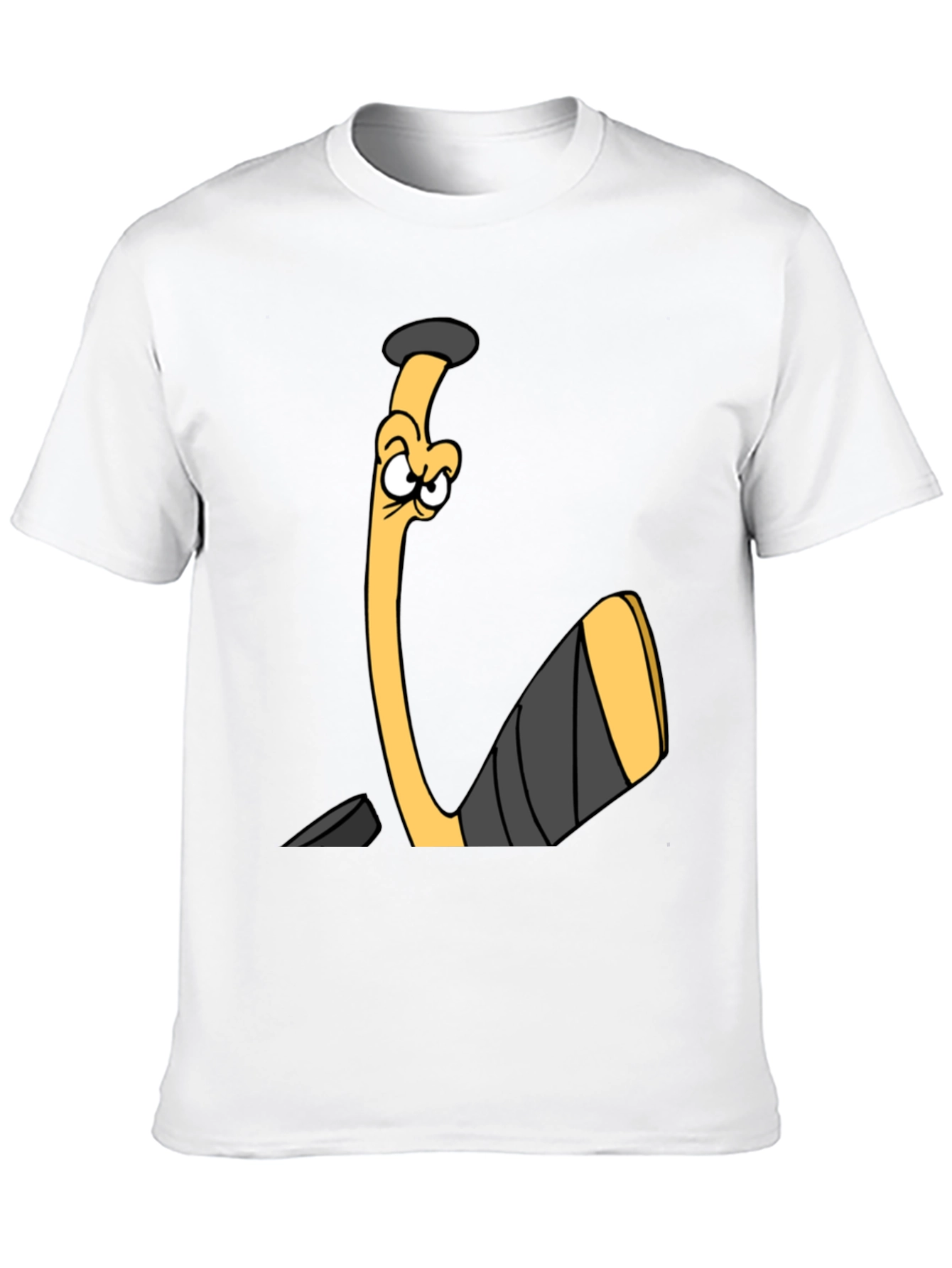 Funny Hockey Stick Cartoon Black T-Shirt