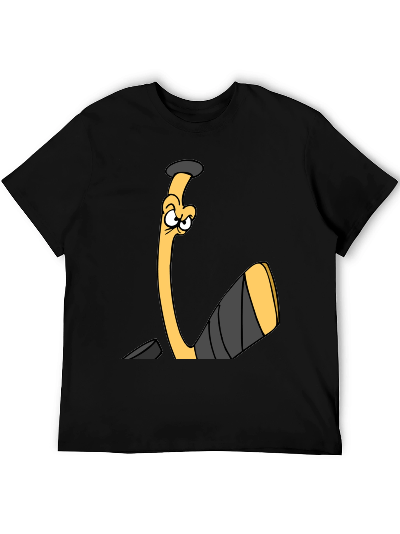 Funny Hockey Stick Cartoon Black T-Shirt