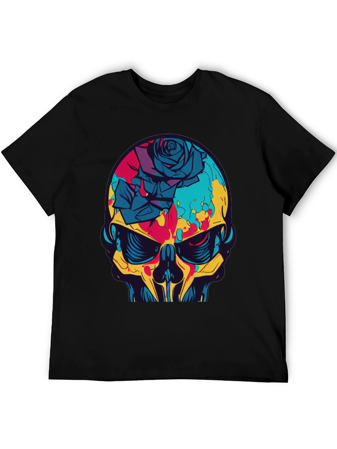 Skull & Rose Graphic Tee - Bold Edgy Design