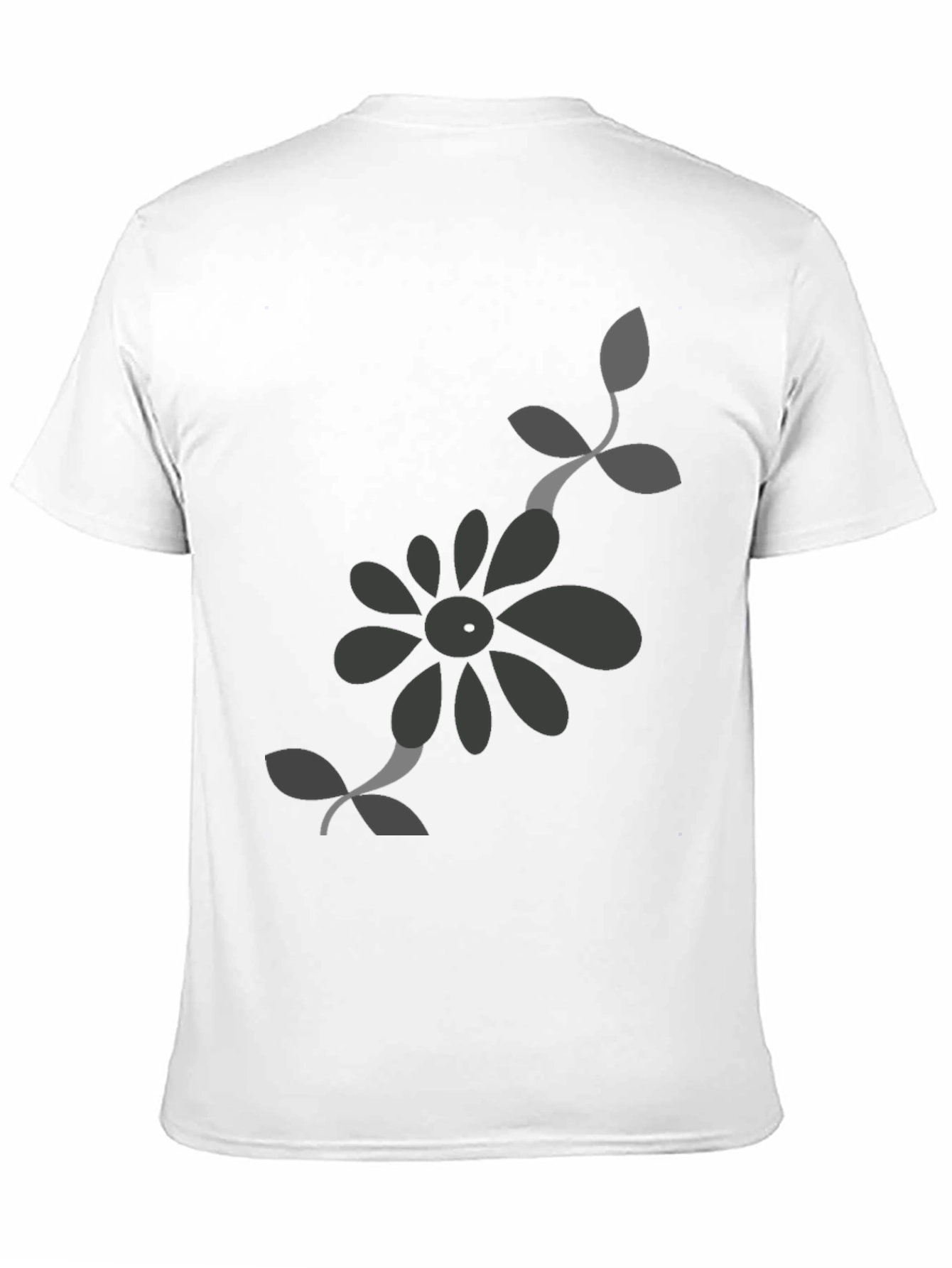 Mens Black T-Shirt with Floral Design