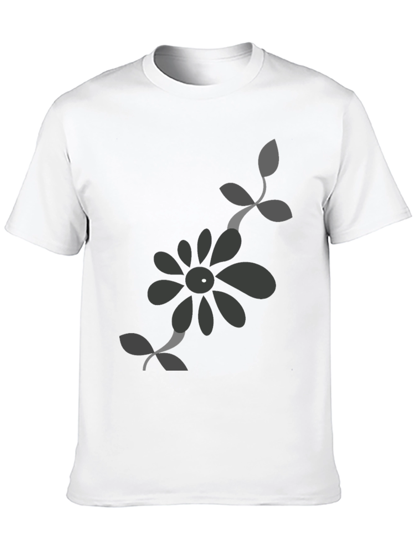 Mens Black T-Shirt with Floral Design