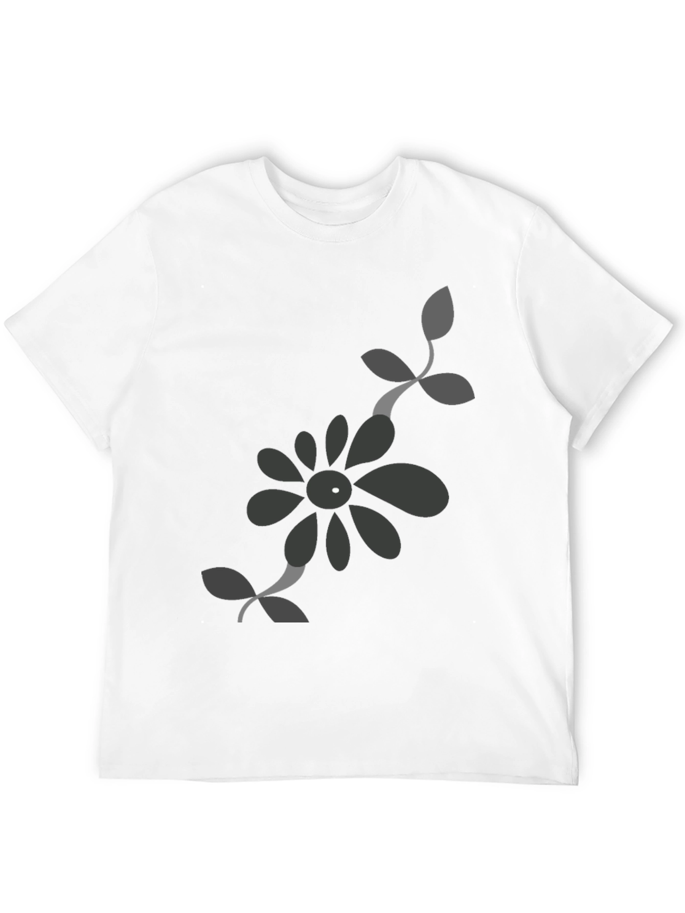 Mens Black T-Shirt with Floral Design