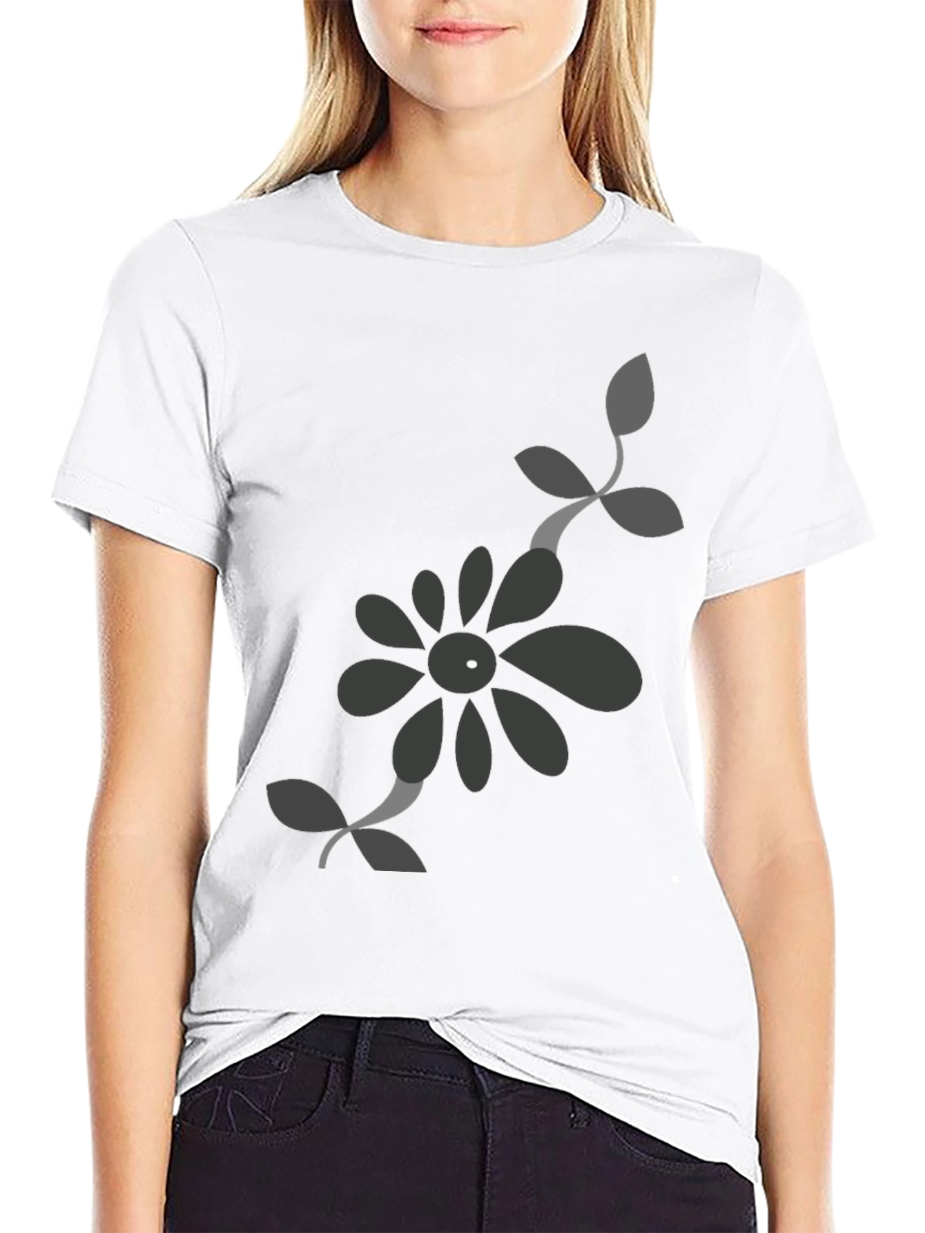 Mens Black T-Shirt with Floral Design