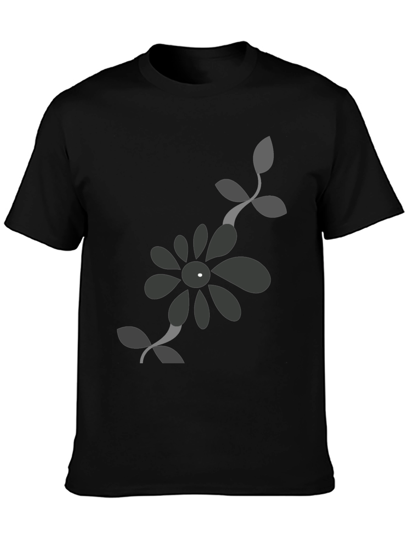 Mens Black T-Shirt with Floral Design