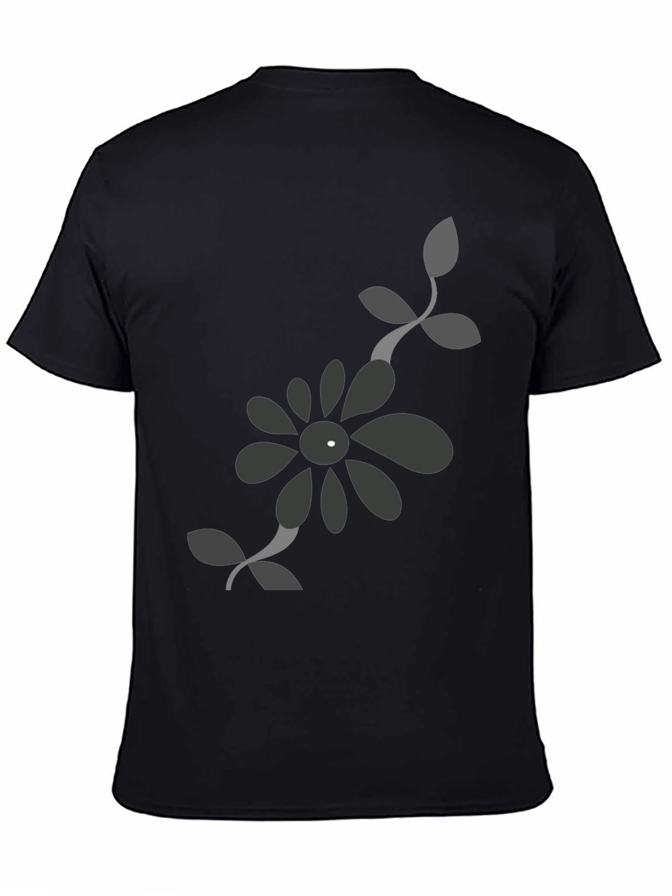 Mens Black T-Shirt with Floral Design