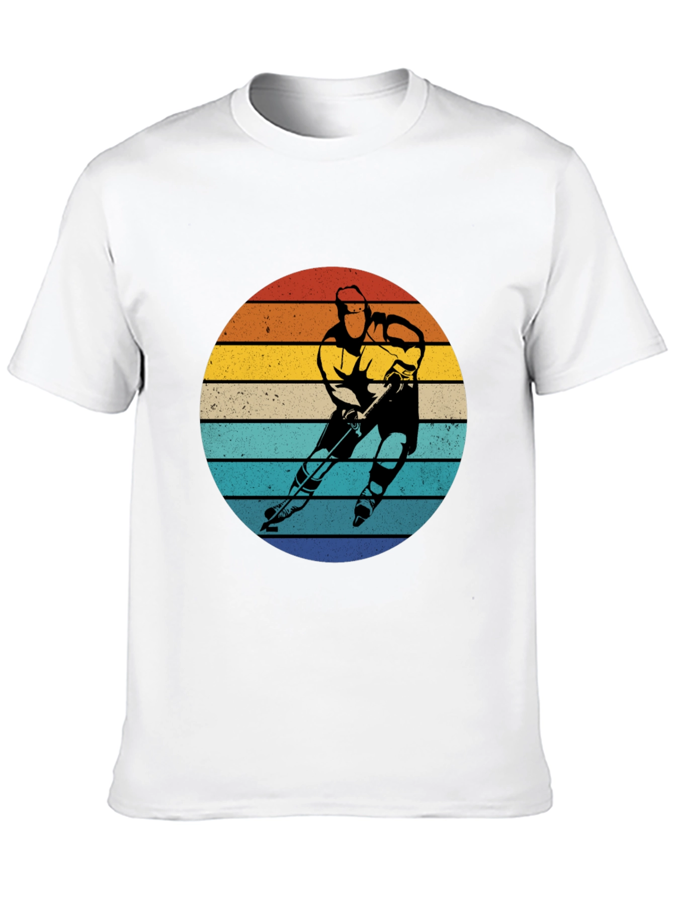 Retro Hockey Player Sunset Graphic T-Shirt