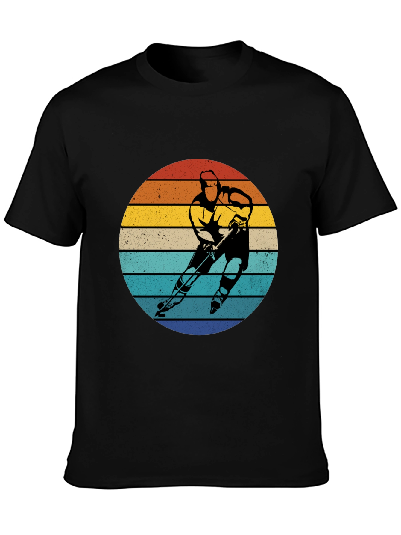 Retro Hockey Player Sunset Graphic T-Shirt