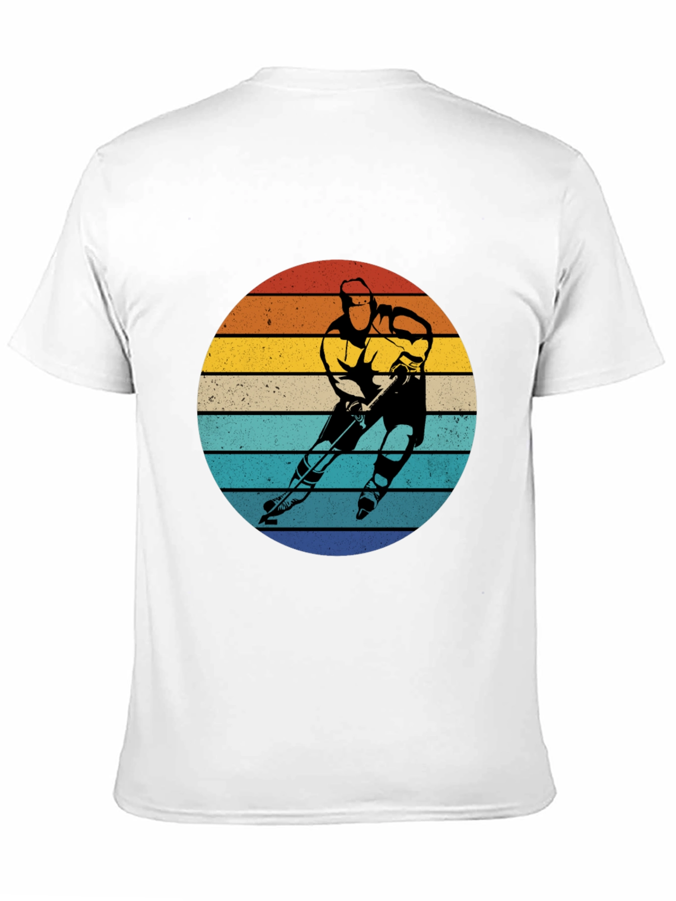 Retro Hockey Player Sunset Graphic T-Shirt