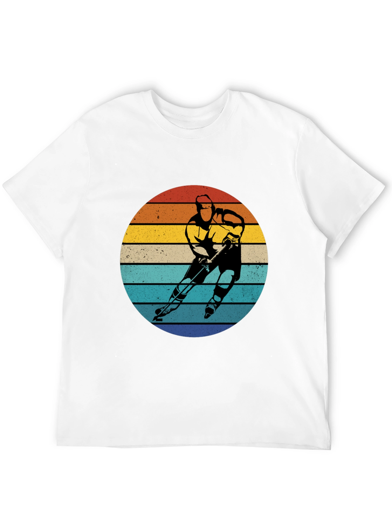 Retro Hockey Player Sunset Graphic T-Shirt