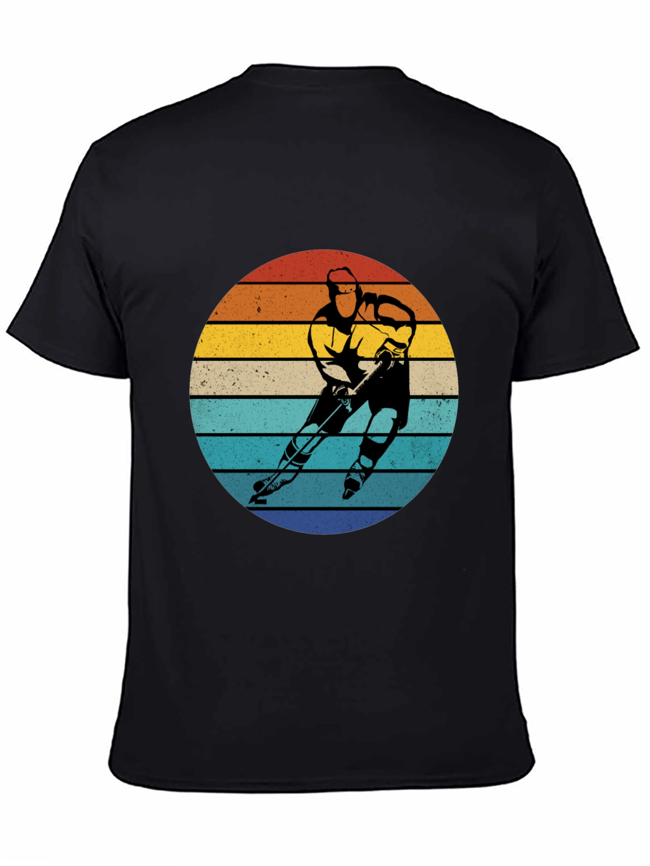 Retro Hockey Player Sunset Graphic T-Shirt
