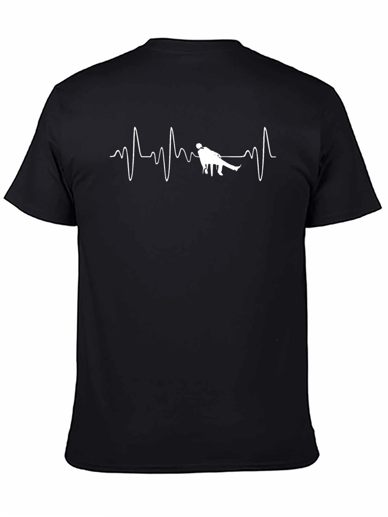 Heartbeat Curling T-Shirt - Black Cotton Tee