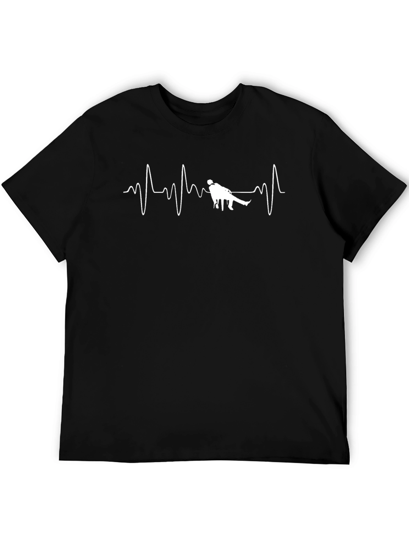 Heartbeat Curling T-Shirt - Black Cotton Tee