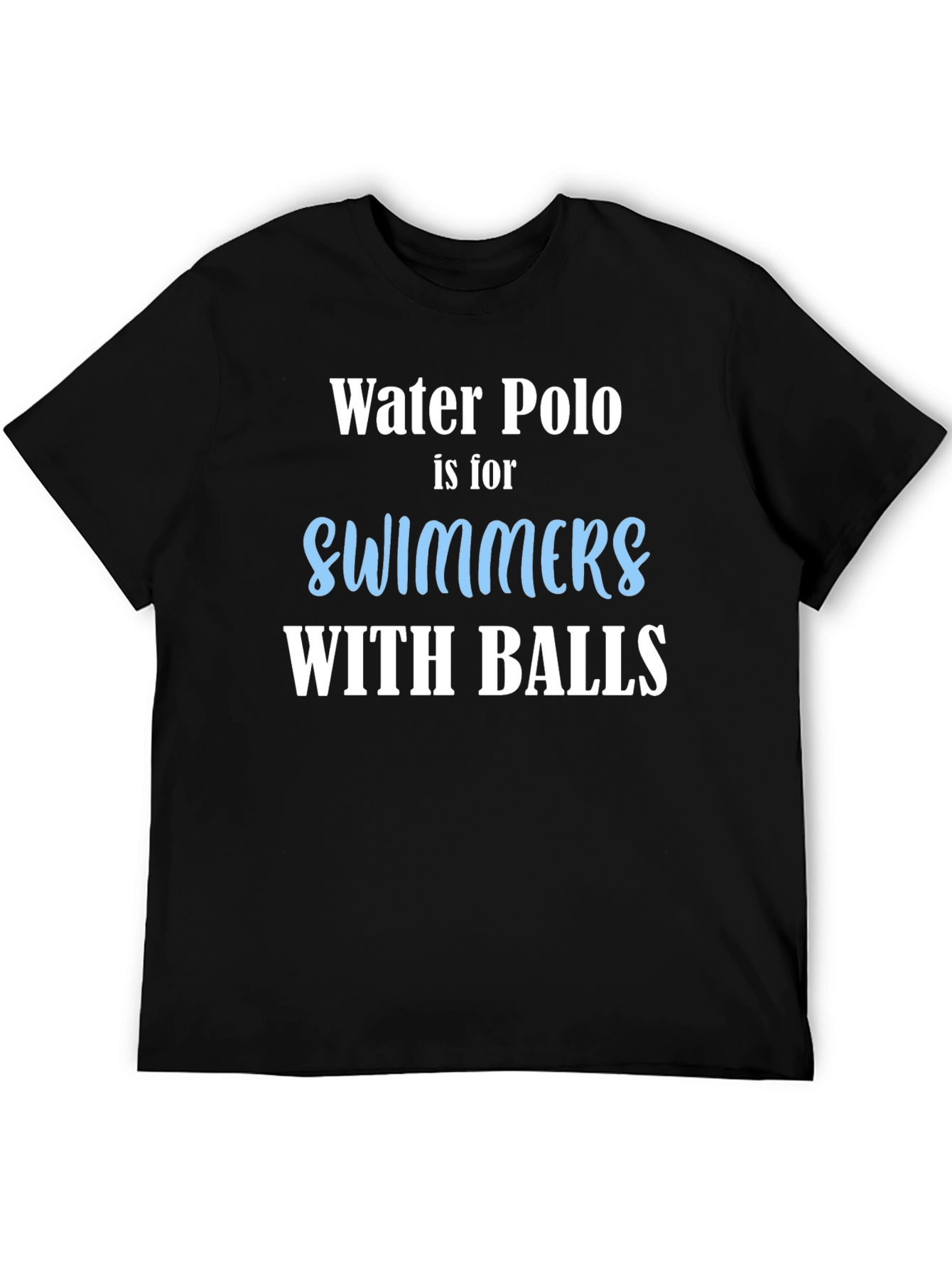 Water Polo Swimmers with Balls Black Graphic T-Shirt
