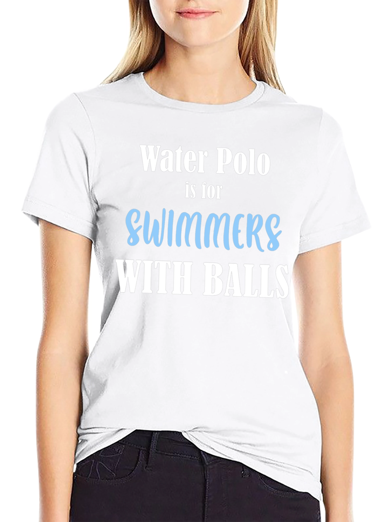 Water Polo Swimmers with Balls Black Graphic T-Shirt