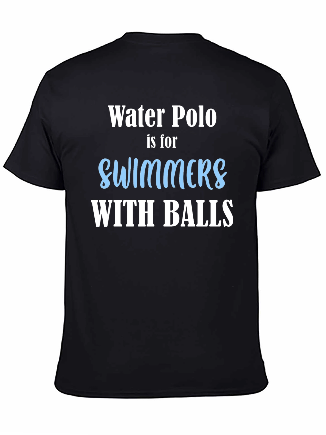 Water Polo Swimmers with Balls Black Graphic T-Shirt