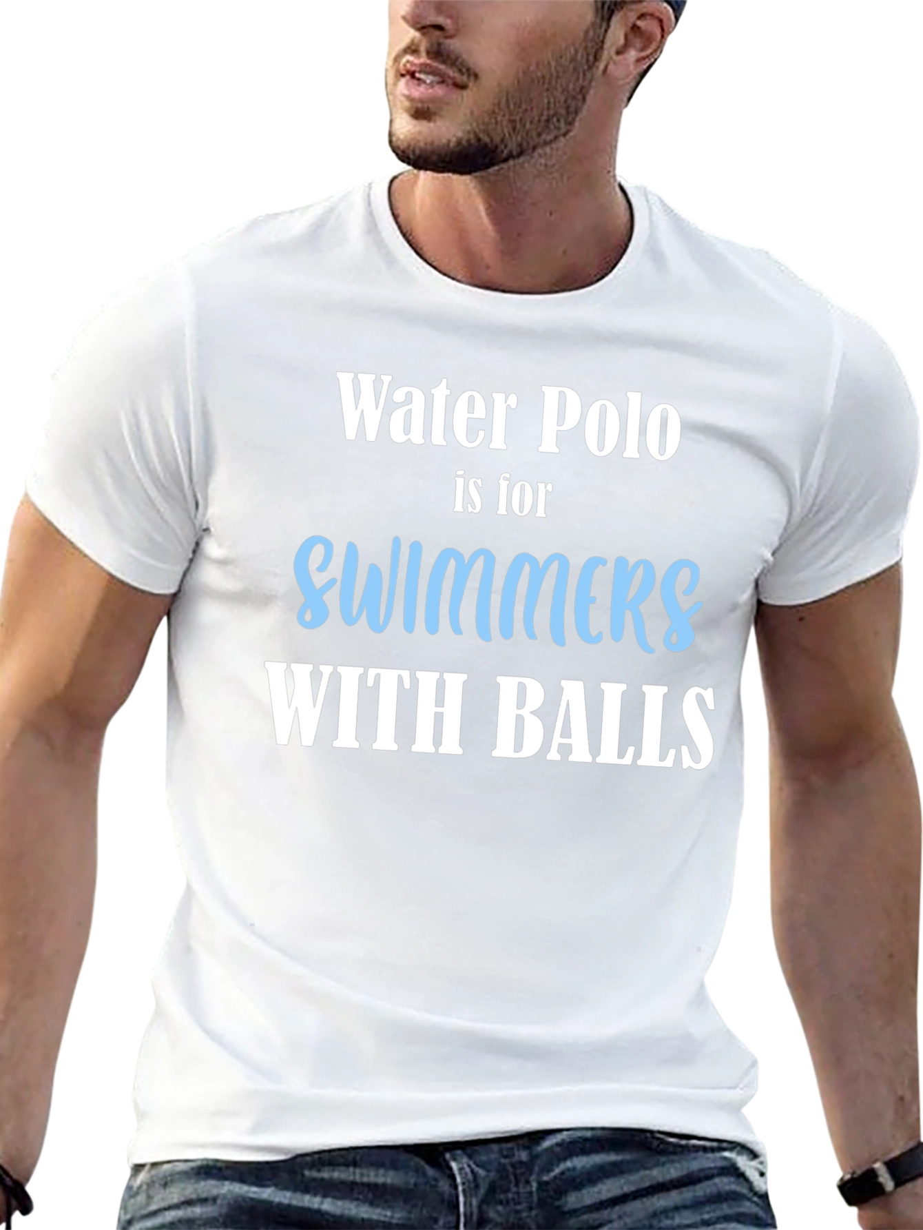Water Polo Swimmers with Balls Black Graphic T-Shirt