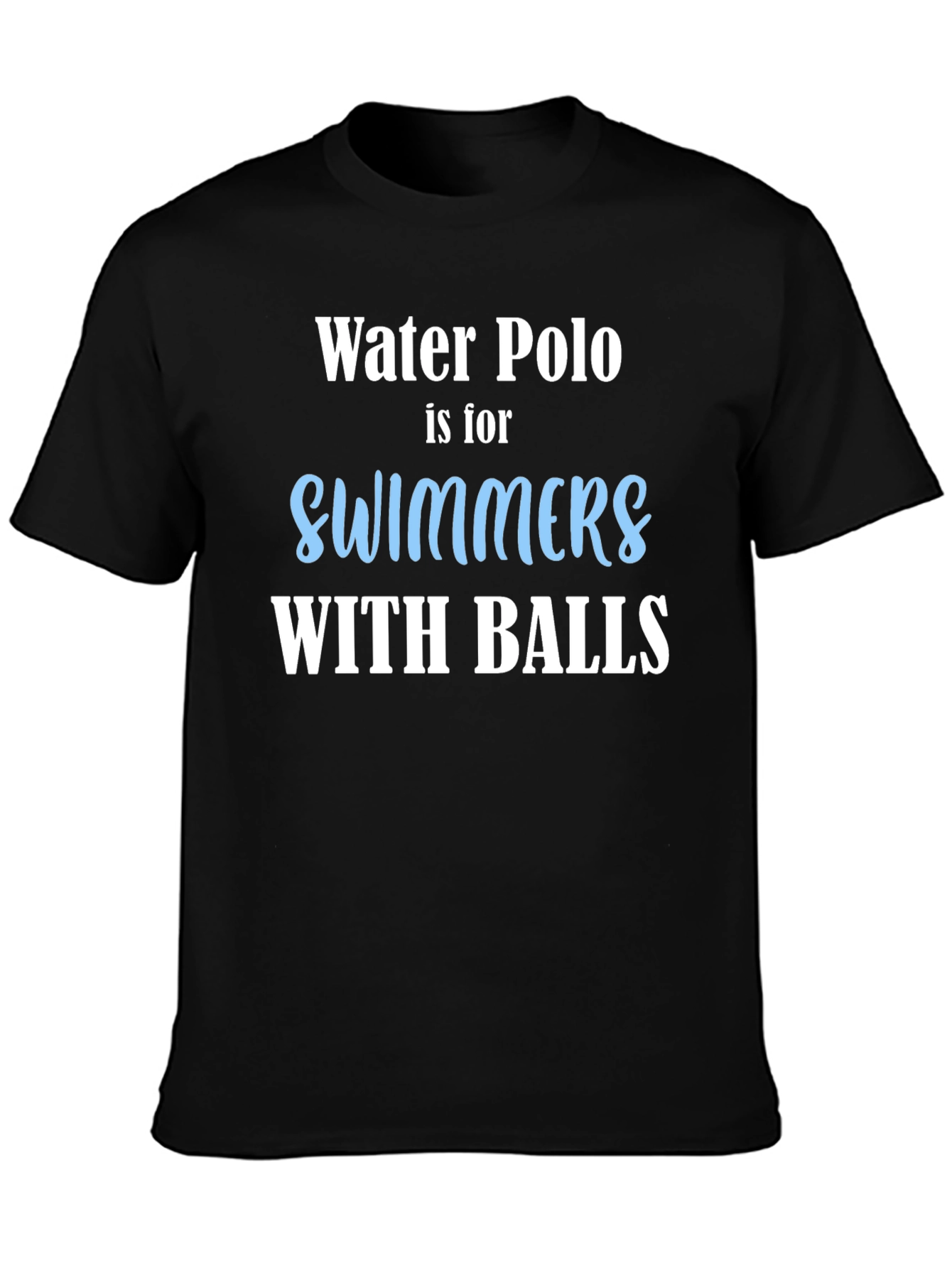 Water Polo Swimmers with Balls Black Graphic T-Shirt