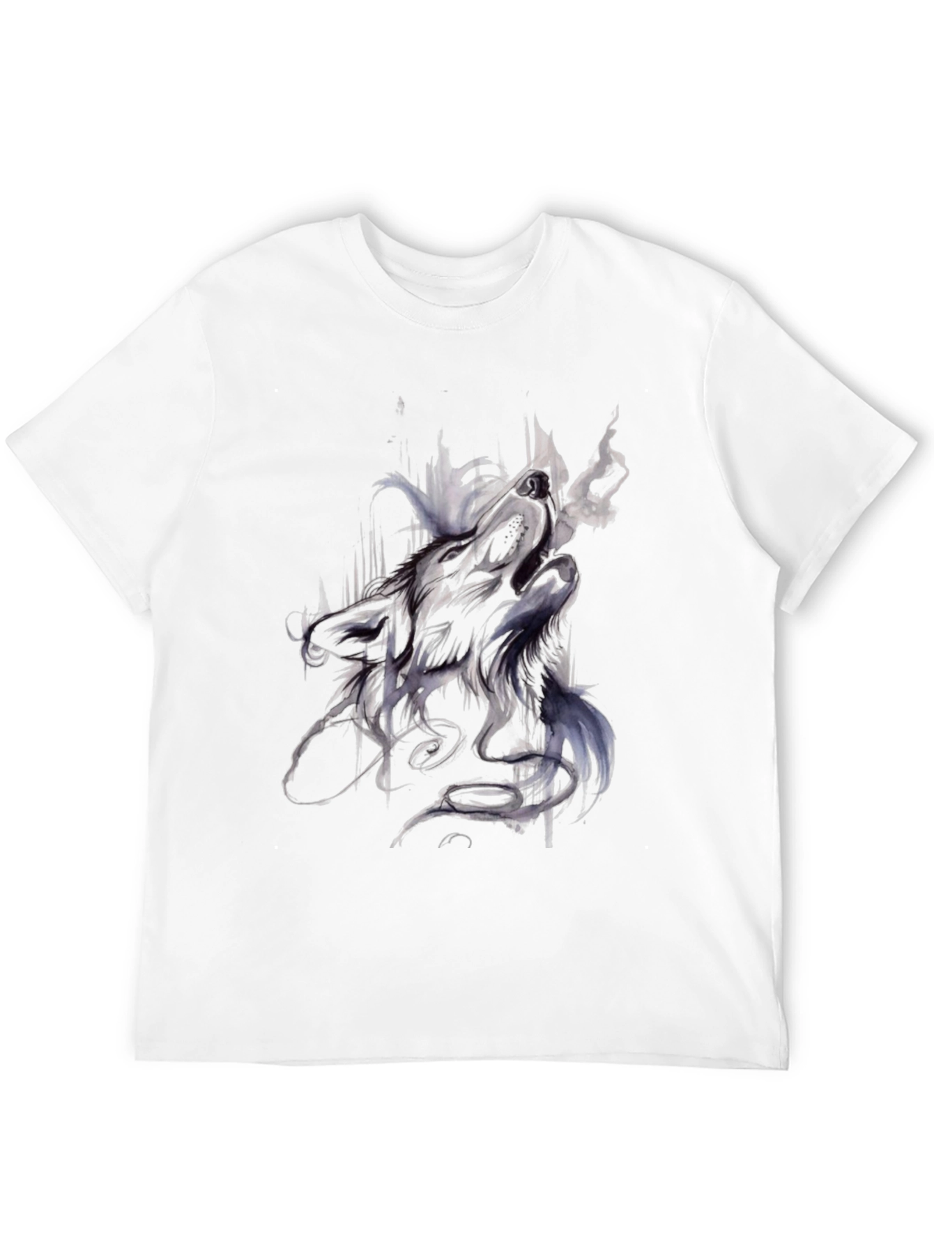 Abstract Wolf Graphic Black T-Shirt
