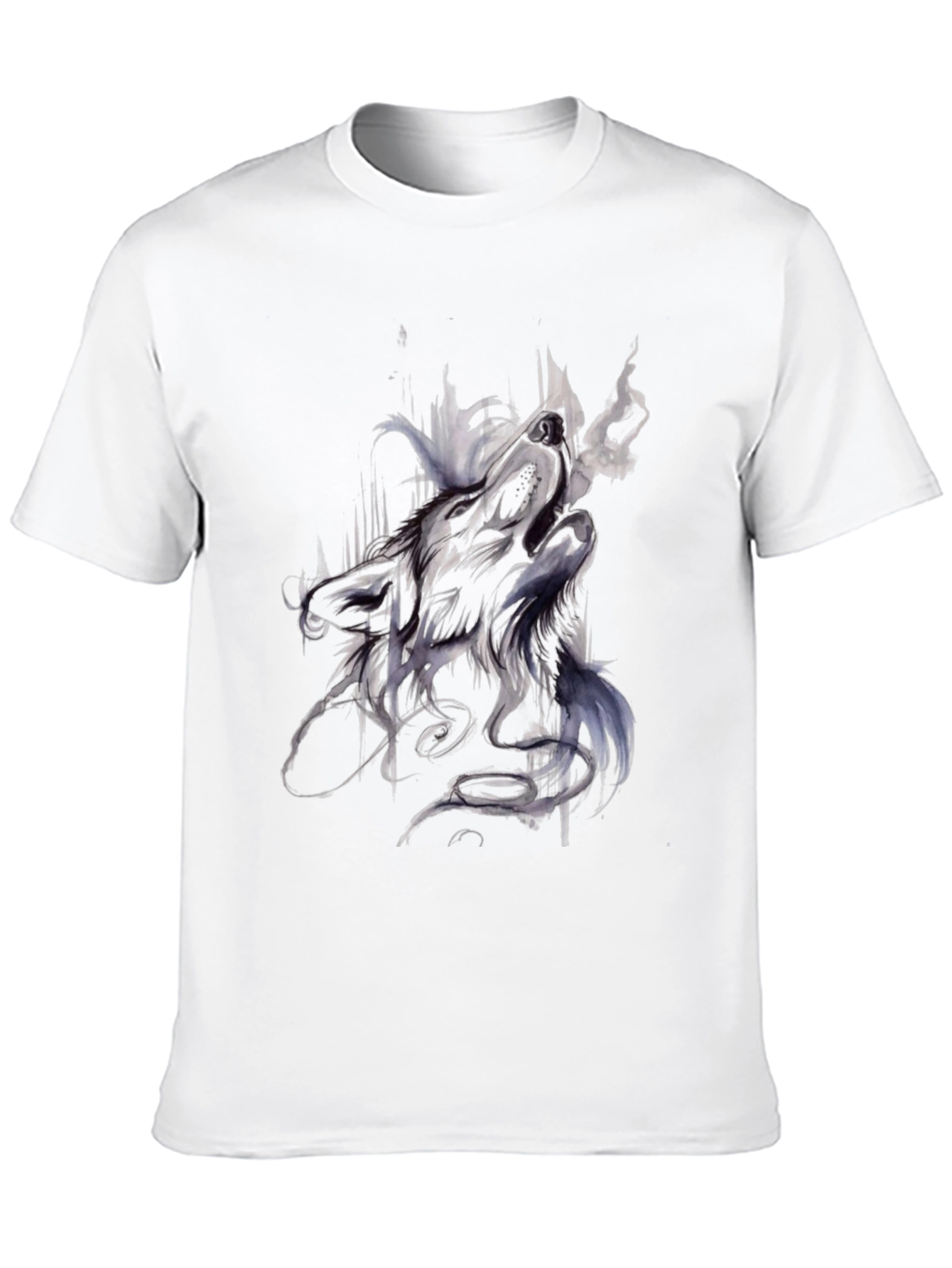Abstract Wolf Graphic Black T-Shirt