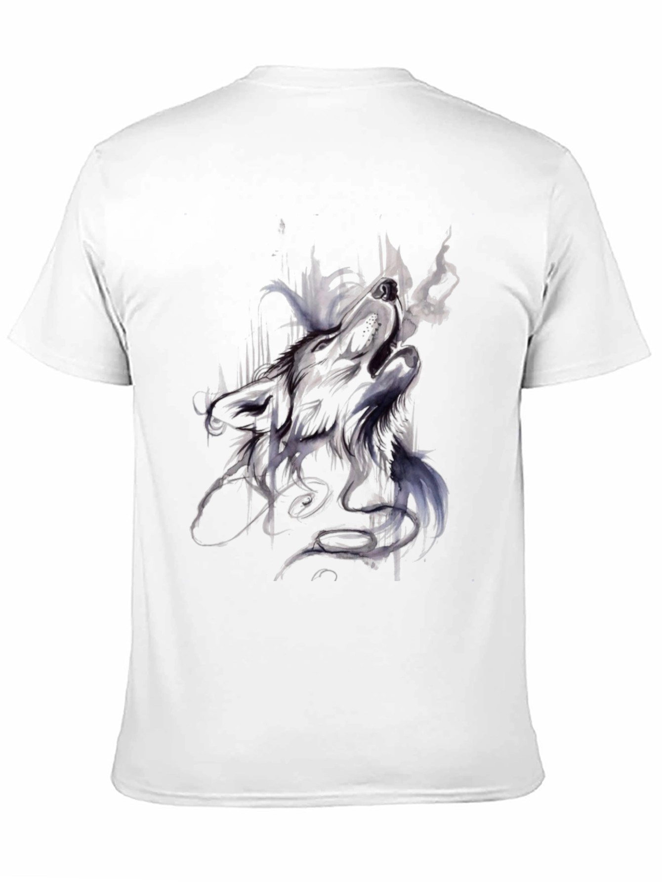 Abstract Wolf Graphic Black T-Shirt