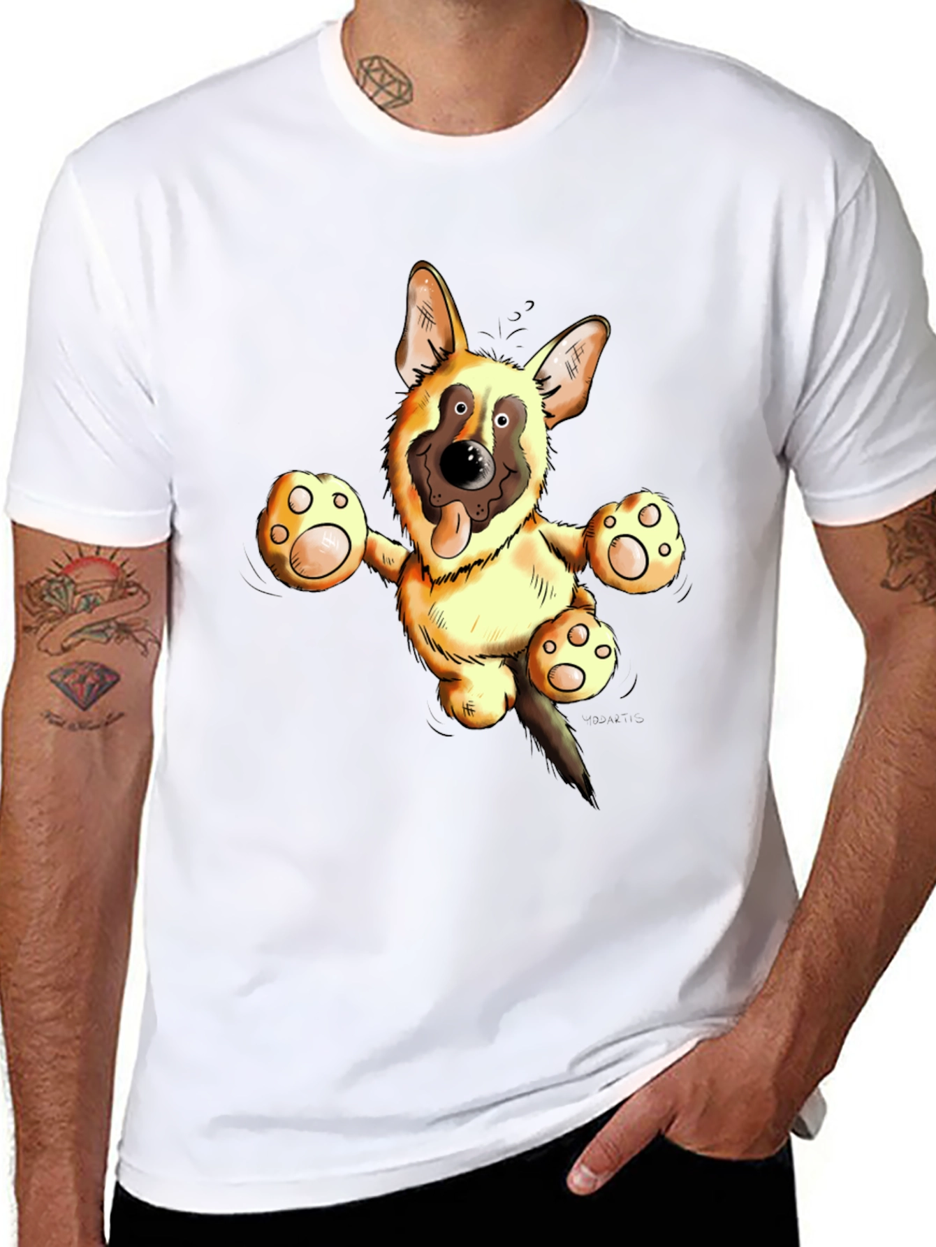 Cartoon German Shepherd Graphic Tee